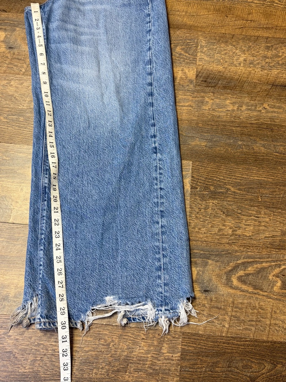 American Eagle Super High Rise Baggy Wide Leg Jeans Women's 14 Distressed - Picture 7 of 9